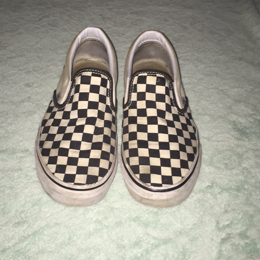 checkerboard slip on vans